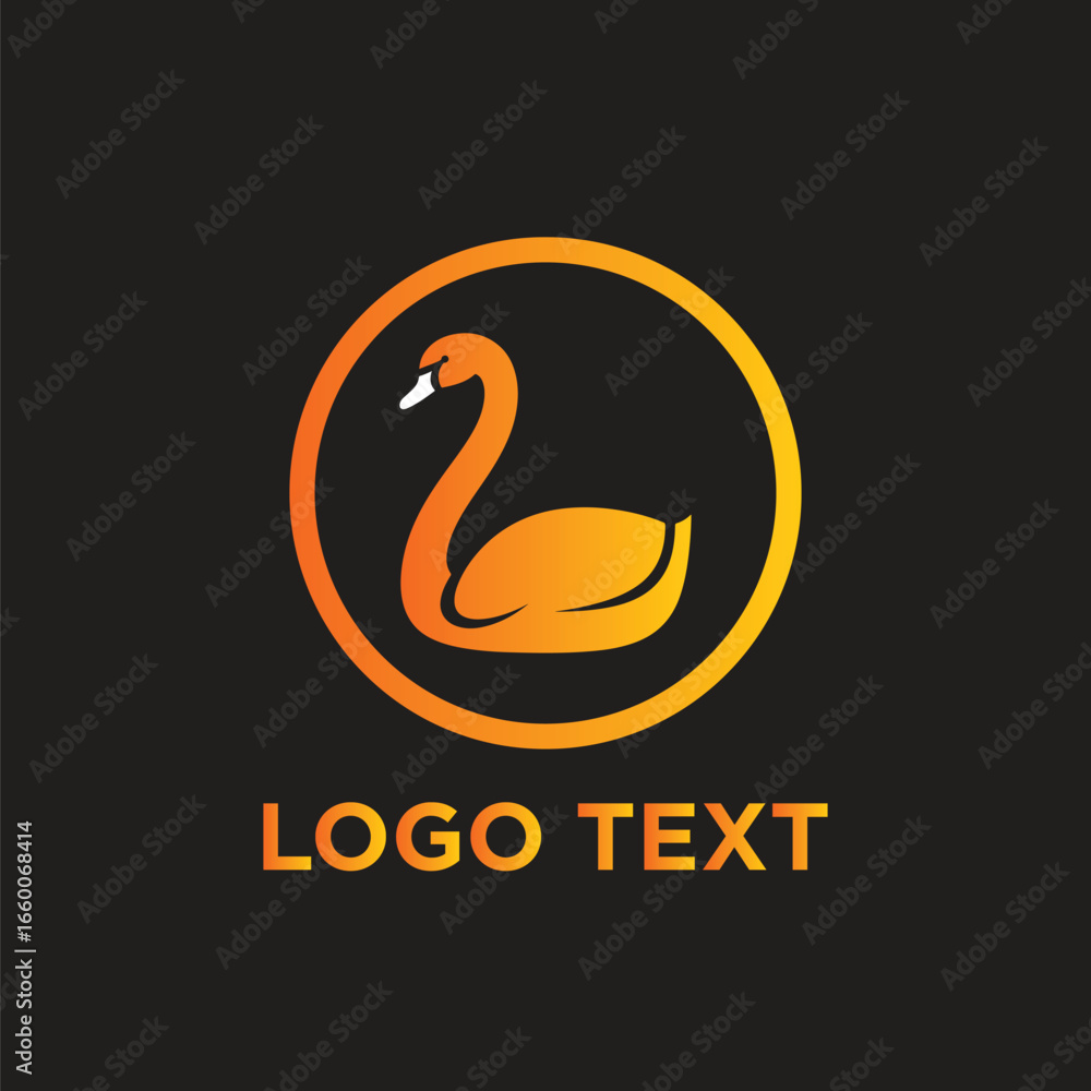 Obraz premium Elegant Orange Swan Logo in Circular Gradient – Graceful and Sophisticated Brand Design