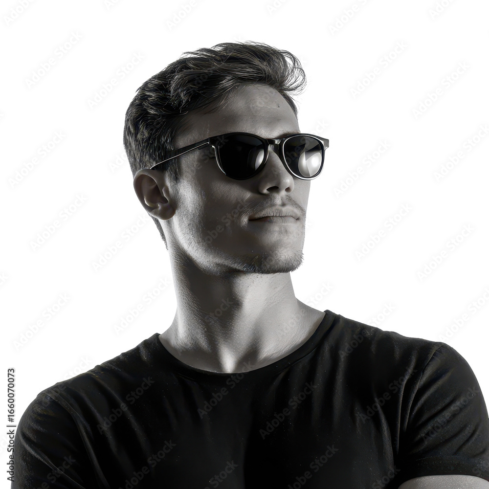 Fototapeta premium Man with sunglasses isoleted on transparent background .
