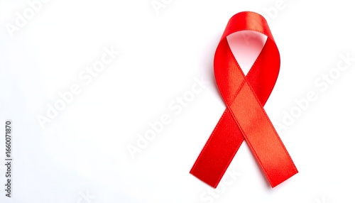 Red ribbon aids awareness symbol isolated on white background support