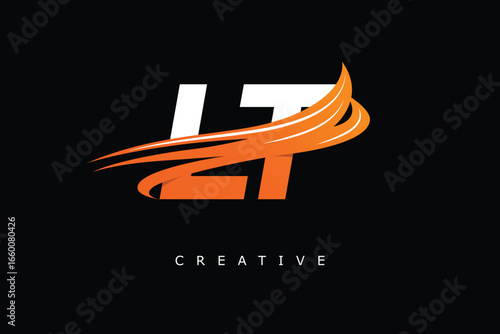 Plakat w ramie LT Dynamic Gradient Logo Modern Speed Symbol for Creative Branding & Professional Identity Design