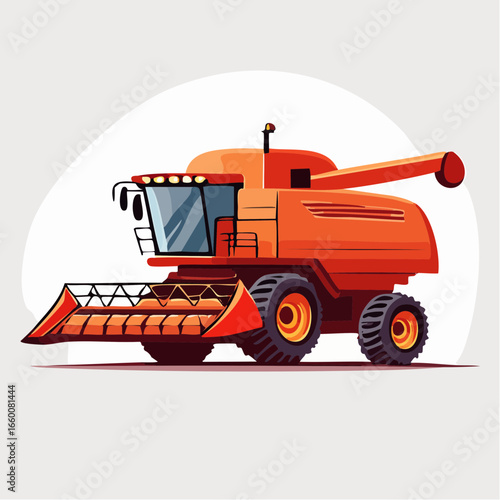 Orange Pixel Art Combine Harvester Illustration