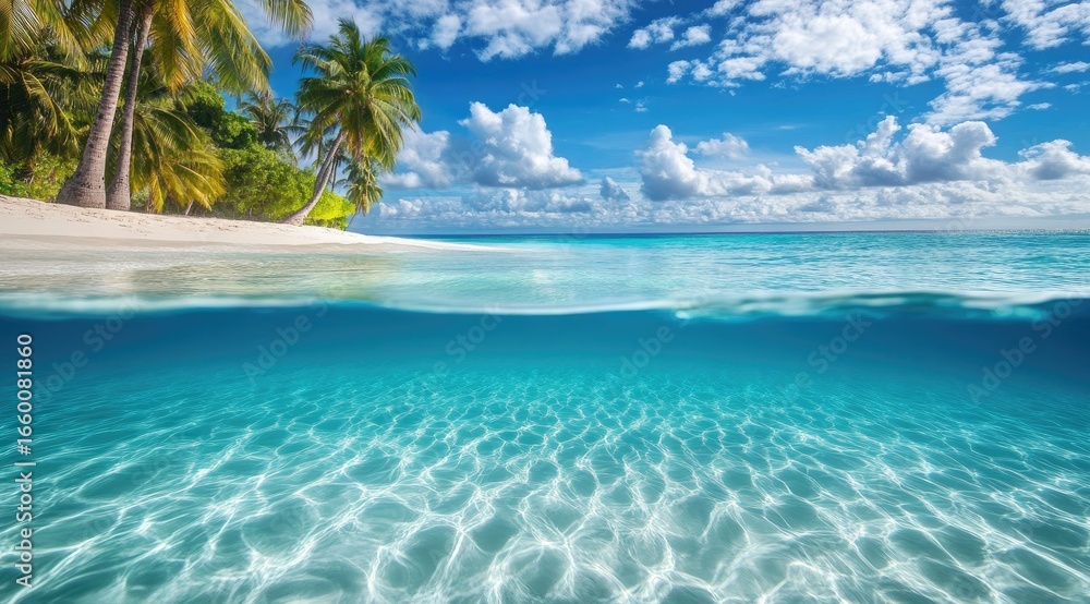 Fototapeta premium Tropical island beach, split view (3)