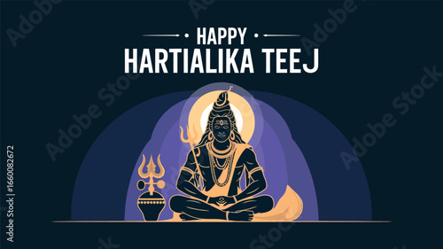Happy Hartalika Teej Lord Shiva Sitting with Trident Poster