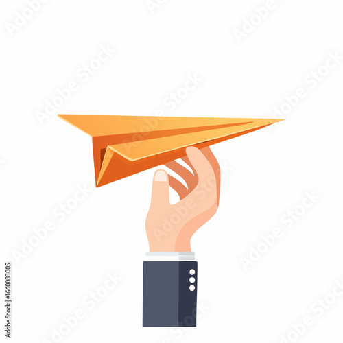 Hand Holding Paper Airplane