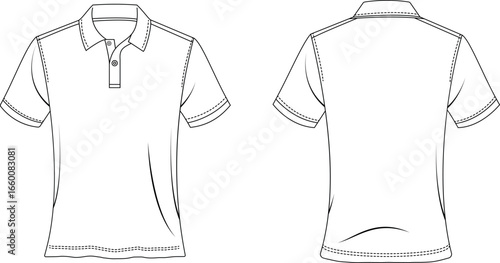 Polo Shirt Front and Back Vector Template Illustration