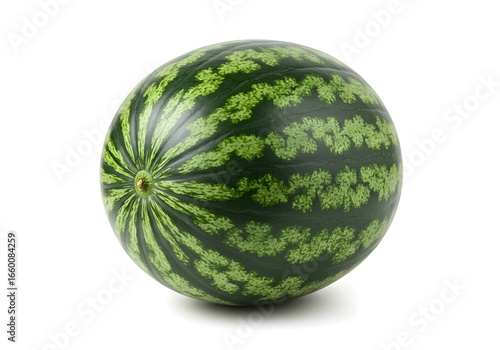 Whole Fresh Watermelon Isolated on White Background