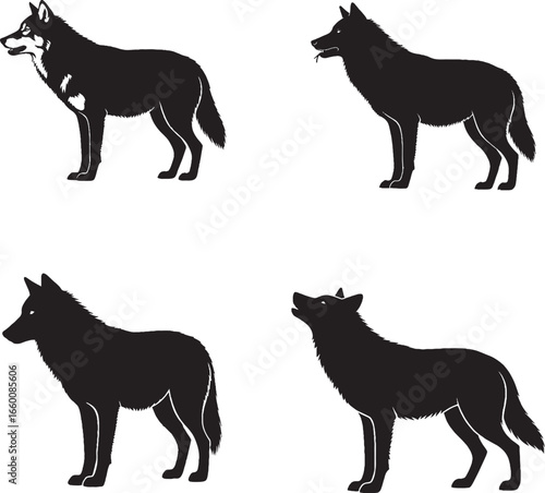Wallpaper Mural Wolf Silhouette Pack – Minimalist Wild Canine Vector Set Torontodigital.ca