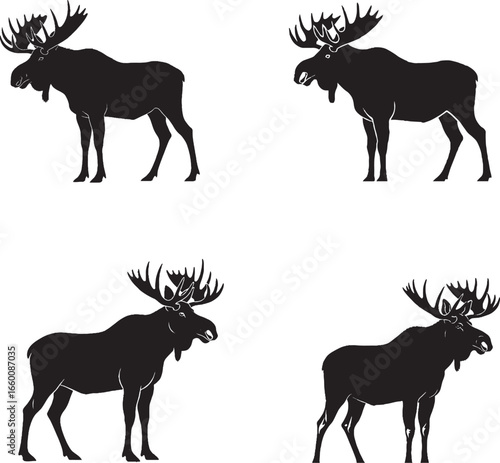 Wallpaper Mural Moose Silhouette Collection – Minimalist Forest Wildlife Set Torontodigital.ca