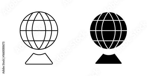 Minimal Globe Icon – Outline and Solid Vector Earth Symbol for Global Concept Design