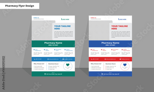 Creative modern Healthcare and Pharmacy flyer or poster design Layout for print.