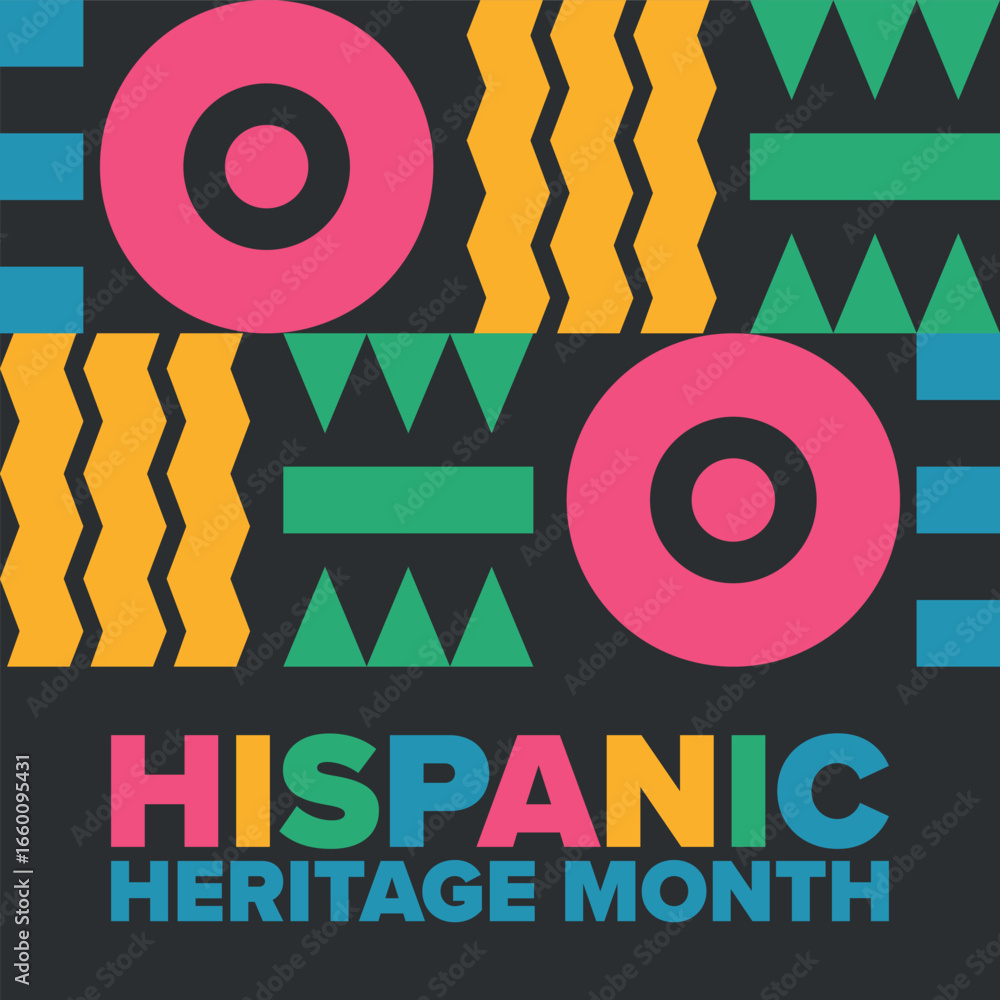 Obraz premium National Hispanic Heritage Month in September and October. Hispanic and Latino Americans culture. Celebrate annual in United States. Poster, card, banner and background. Vector illustration