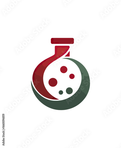 Abstract red and green laboratory flask symbol