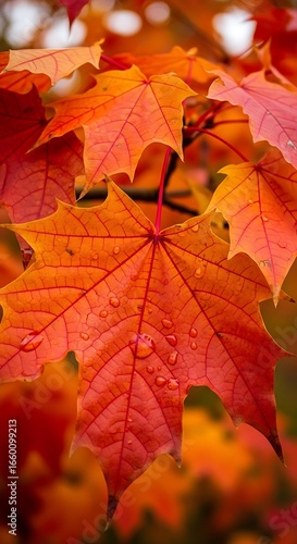 Wallpaper Mural Detailed autumn foliage showcasing vibrant colors and water droplets after rainfall Torontodigital.ca