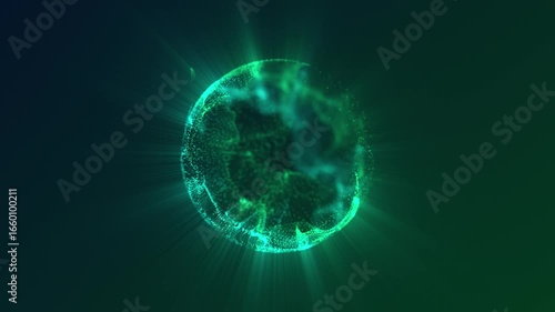 Wallpaper Mural A mesmerizing green orb of energy radiates light in a futuristic abstract artwork. Torontodigital.ca