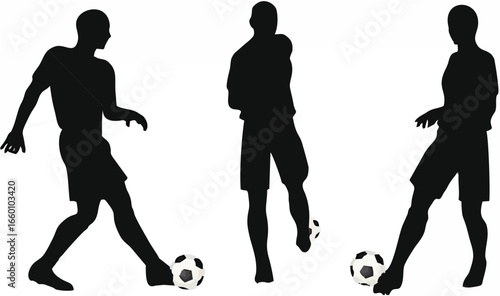 Poses of soccer players silho...