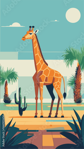 Giraffe in the tropical oasis