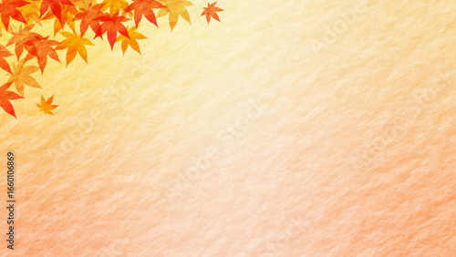 秋・紅葉・背景・雲・お歳暮・和紙 16:9