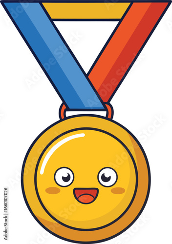 Illustration vector graphic cartoon of a medal award icon symbolizing achievement recognition