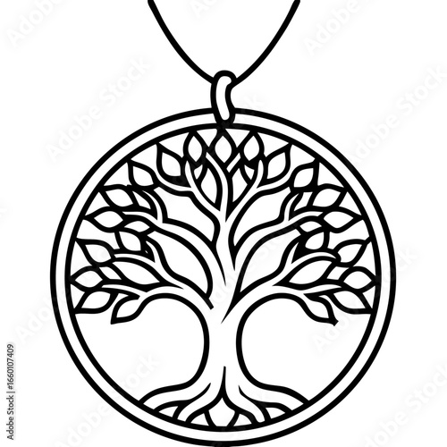 Simple Tree of Life Pendant Illustration