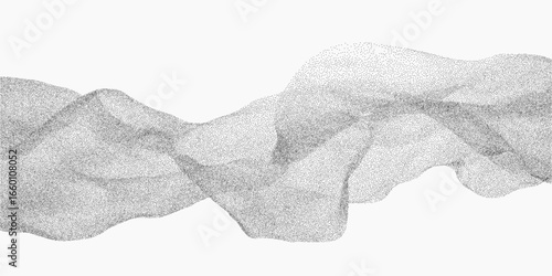 Translucent fabric. Rough brushstroke element covered in stipple noise, faded ink patches and a threshold outline.