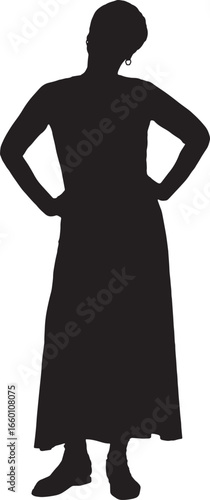 Wallpaper Mural vector,silhouette front view adult woman dressed in long dress standing,arms akimbo Torontodigital.ca
