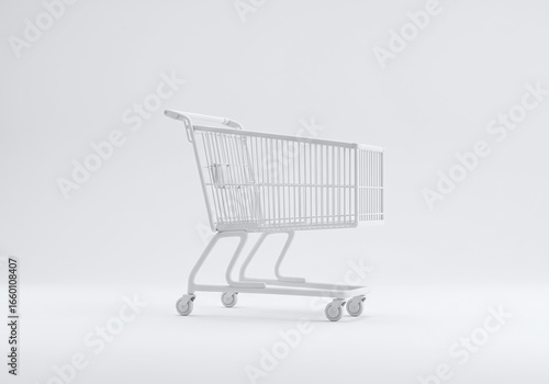 White Shopping Cart Mockup Empty Retail Symbol