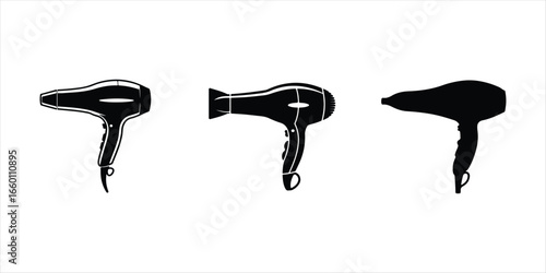 hair dryer vector set hand drawn illustration on white background.