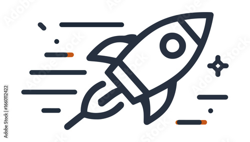 Rocket icon space travel innovation concept