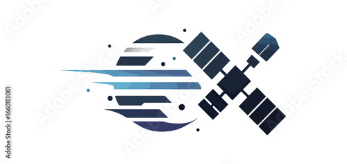 Satellite orbiting planet illustration