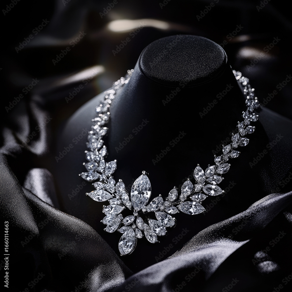 Fototapeta premium An exquisite diamond necklace showcased