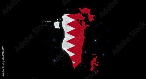 Bahrain Map with Flag Design