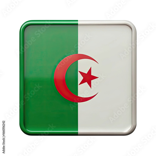 Algerian flag emblem with crescent moon and star isolated on transparent background Free Download Algerian flag emblem with crescent moon and star isolated on transparent background - GFXLoad