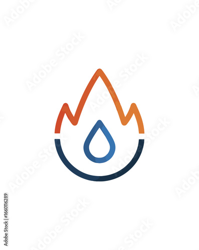 Water droplet icon with fire graphics