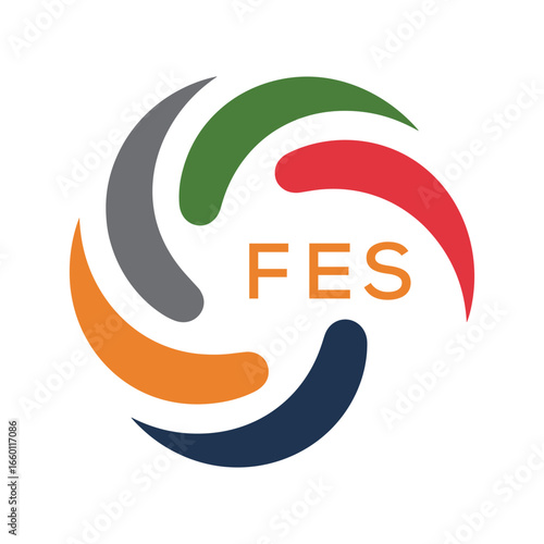 FES Colorful Abstract Logo – Corporate, Business, Teamwork and Community Symbol. FES Letter Logo.

