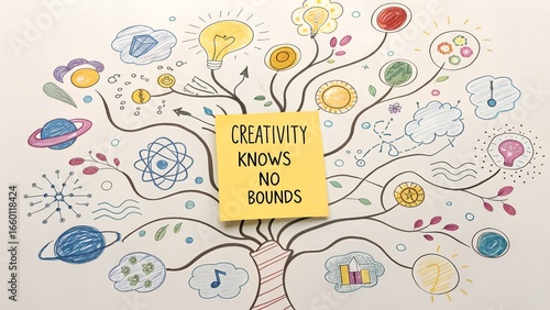 Creativity Concept Tree with Ideas and Symbols Illustrated