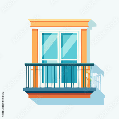 Orange Window With Balcony Illustration