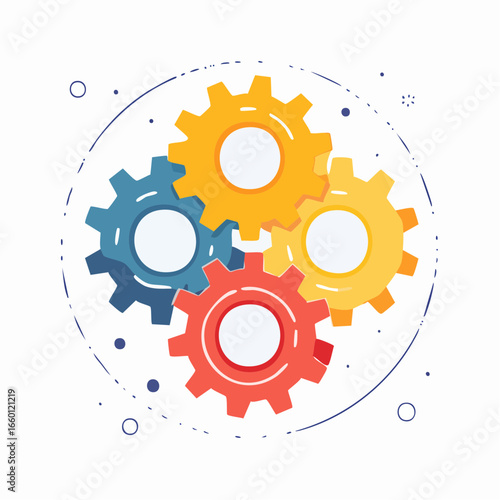 Interlocking Colorful Gears Graphic Design