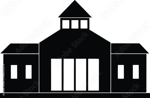 School building silhouette vector university black icon symbol white