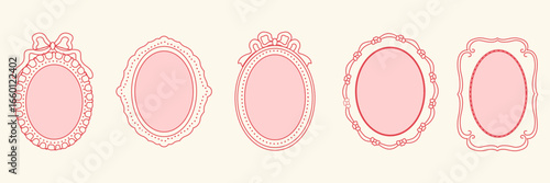 Vintage coquette frame set. Ornamental border collection. Retro decorative frames. Hand drawn vector photo frame
