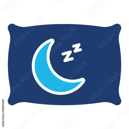 Sleeping Icon In Blue Monochrome Flat Design, Vector Illustration