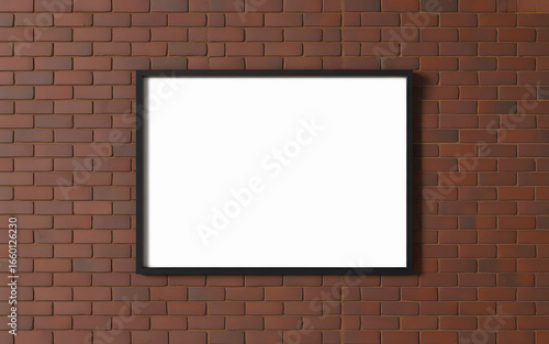 Wallpaper Mural Modern black framed blank canvas displayed on a rustic red brick wall, perfect for art, photos, or signage. Torontodigital.ca