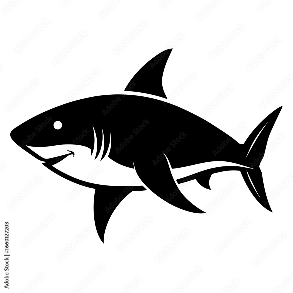 Fototapeta premium Stylized black and white shark silhouette