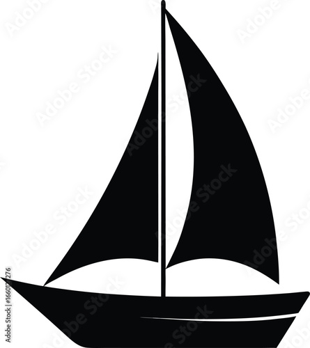 Dingy boat icon vector silhouette art illustration 