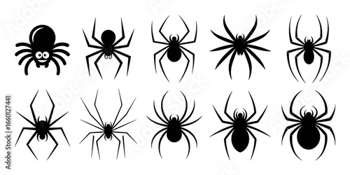 Collection of Black Spider Silhouettes