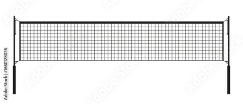 Black volleyball net icon in minimal style. Sports equipment illustration for game, competition, or outdoor activity concepts.
