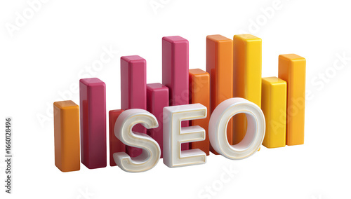 SEO concept image with colorful 3D bar graph