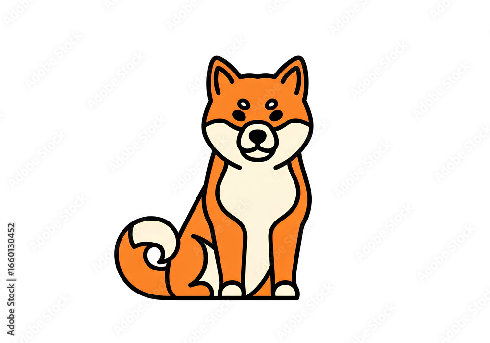Fototapeta premium Cute Shiba Inu Dog Sitting Japanese Breed Vector Icon
