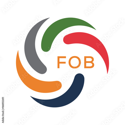FOB Colorful Abstract Logo – Corporate, Business, Teamwork and Community Symbol. FOB Letter Logo.
