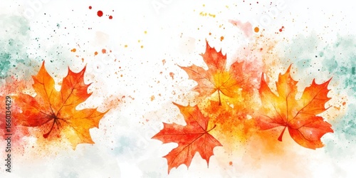 Vibrant watercolor autumn leaves illustration.