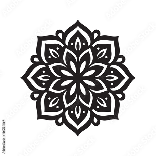Ornamental Mandala Design Vector – Black Floral Symmetry Art